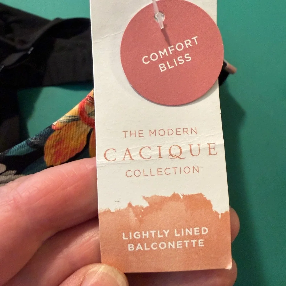 Cacique Comfort Bliss Lightly Lined Balconette Bra Floral Black‎ 40DDD NWT